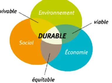 Figure 3 : Les trois sphères du développement durable : 