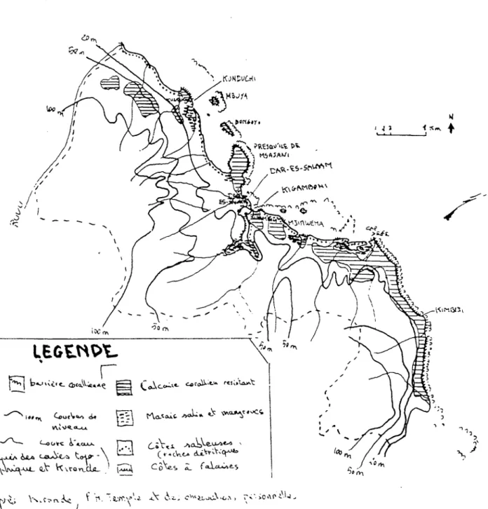 Figure 3: LES FORMES LITTORALES DE LA REGION DE  DAR-ES-SALAAM 
