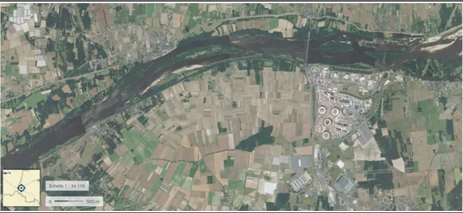 Figure 7. La localisation de la centrale nucléaire de Chinon-Avoine (photographie aérienne du site officiel Géoportail)