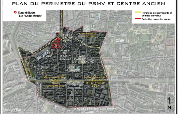 Figure 2 : plan de situation du centre ancien de Rennes - Plan sauvegarde et mise en valeur Rennes