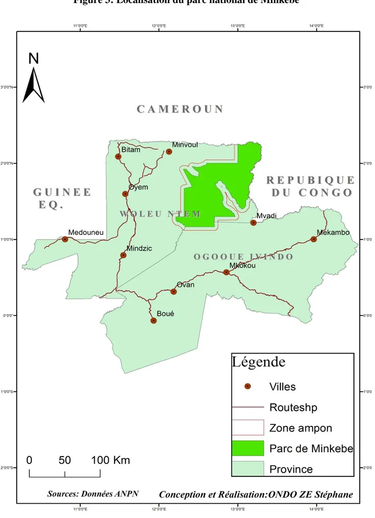Figure 3: Localisation du parc national de Minkébé 