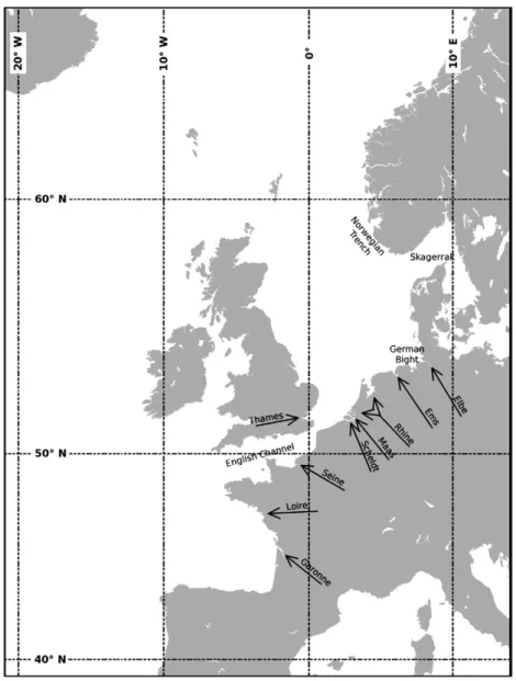 Fig. 1. Map of the area studied with major rivers and place-names.