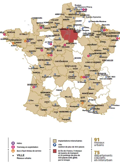 Figure  3  :  Répartition  du  chiffre  d'affaires  de Keolis en France, en 2013  6