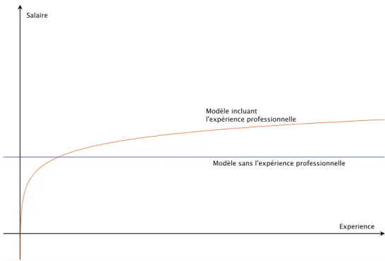 Figure 1 – Modèle d’éducation et profil âge-salaire prenant en compte l’acquisition du capital humain en entreprise