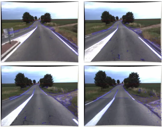 Figure 6: Edges of the right image obtained after alignment on the left image using road profile fitting.
