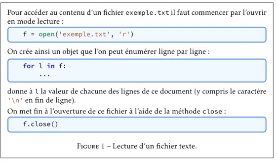 Figure 1 – Lecture d’un fichier texte.