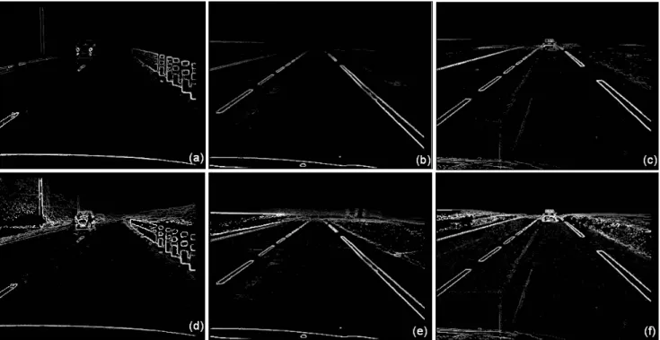 Fig. 3. Computation of local contrasts above 5%, assumed to be the visible edges by daytime fog, in the images of Fig