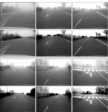 Figure 10. Example of contrast restoration on a video sequence implementing the road scene enhancement application