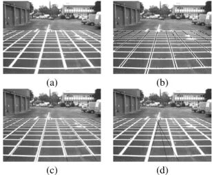 Figure 5: Fitting in adverse conditions: in this excerpt, the left lane-marking is mostly hidden on two successive images.