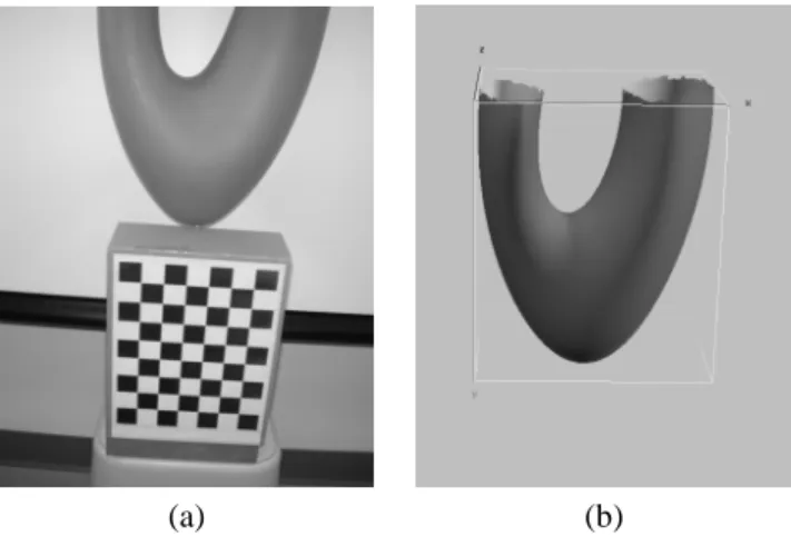 Fig. 5b is a   degree algebraic surface fit to data points sampled from the 10 quadric surface patches, one in each cube of interest