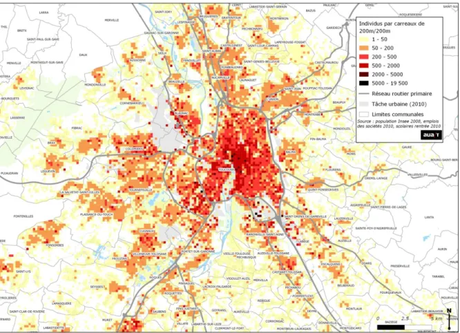 Figure 2 : densité pixélisée de l’aire urbaine 