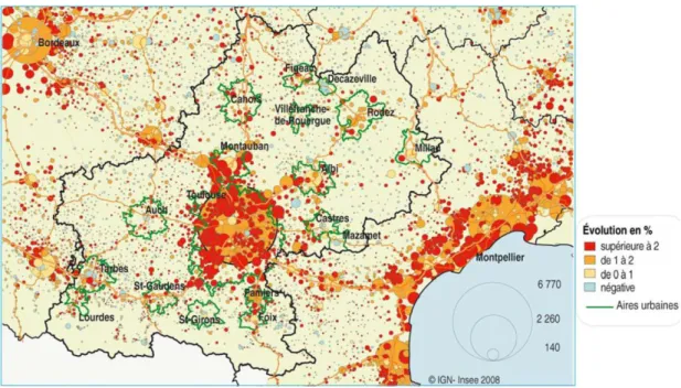 Figure 3 : le boom démographique de Toulouse – Evolution annuelle de la population entre 1999 et 2006 