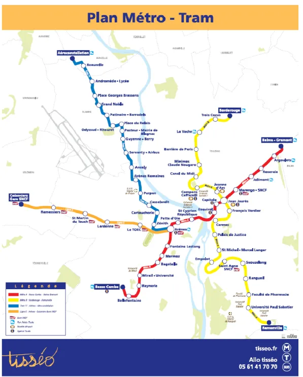 Figure 4 : plan du réseau structurant des transports en commun de l’agglomération toulousaine 