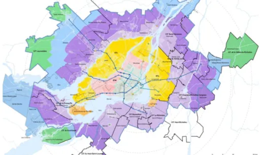 Figure 11 - Carte des zones tarifaires de l'agglomération de Montréal  Source : site internet de l’AMT 