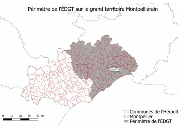 Figure 2 :    Périmètre de l’EDGT du grand territoire Montpelliérain 