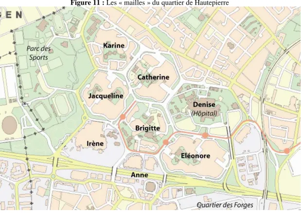 Figure 11 : Les « mailles » du quartier de Hautepierre 