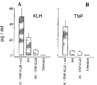 Figure  1.  Injection  of  TNP-KLH-pulsed  DCs  induces  a  primary  humoral  response  to  hapten  and  carrier