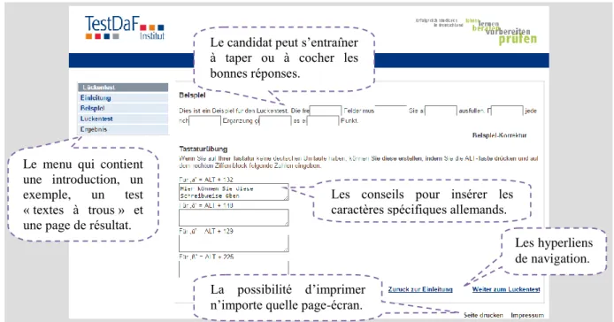 Figure  6.  Une  page-écran  du  tutoriel  d’entraînement  à  TestDaF  (section  « Fit  für  TestDaF ? ») 