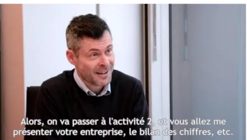 Figure  7.  Une  cadre  avec  des  sous-titres :  la  vidéo  de  la  passation  de  l’activité  2  (Tutoriel d’entraînement à l’épreuve d’Interagir à l’oral du DFP) 