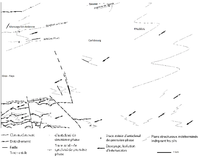 Figure III-5. Schéma structural de la carte Vivy – Paliseul  