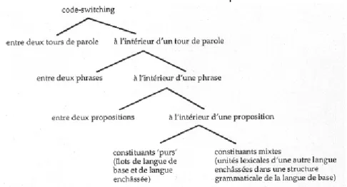 Figure 3 : Schéma sur l'alternance codique (Lüdi et Py, 2003 : 145) 