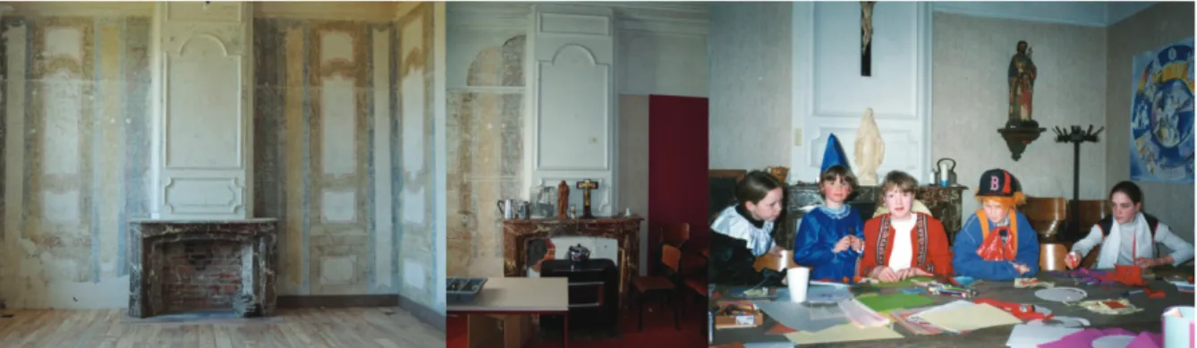 Fig. 02. Rectory of the village of Meuzegem, Province of Vlaams-Brabant, Belgium. Left: Restoration of the mural paintings