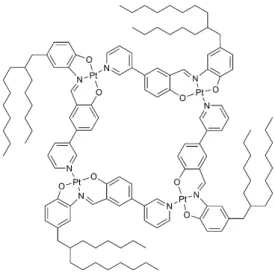 Figure 2. A tetranuclear metalla-cycle with lyotropic liquid-crystalline behavior [26]