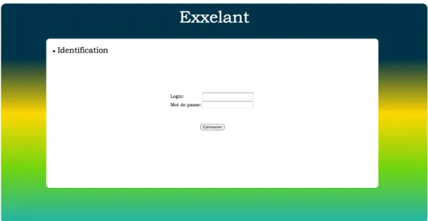 Figure 21 – Page d’accueil de l'application avec formulaire de connexion 