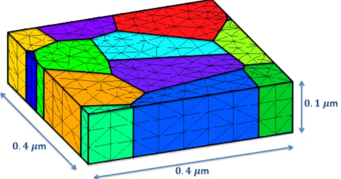 Figure 5.7: A sample of the meso-scale volume element ω. One colour is asso- asso-ciated to each grain.