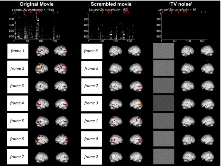 Fig 3. Lempel-Ziv complexity of brain activity correlates with stimulus set meaningfulness — comparison to a black screen baseline