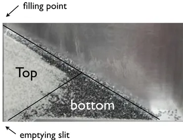 Fig. 2. Picture of a pile made of small (white) and big (black) grains in a Hele Shaw cell.