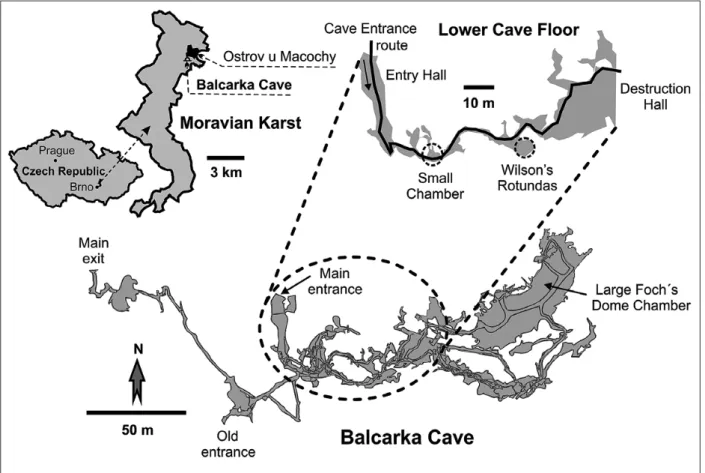 Fig. 1: The cave position and sketch map of the monitoring site.