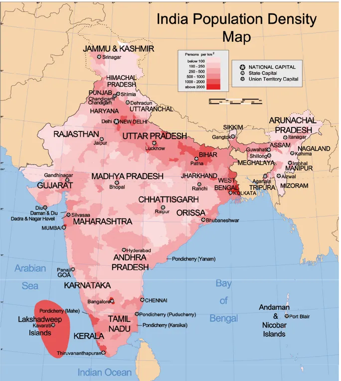 Figure 6: Carte de la densité de la population indienne                                                         