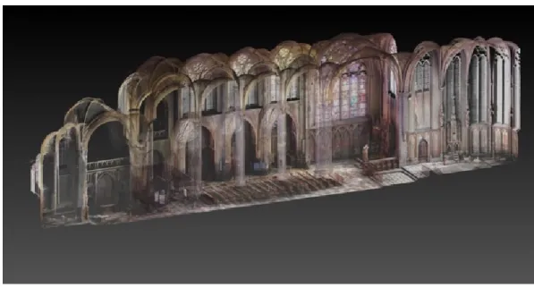Figure 8 Subset of the 3D point clould of the Collégiale Sainte Croix, Liège Belgium. This survey has been realised in collaboration with the SPW-DGO4-AWAP and Jean-Noël Anslijn.