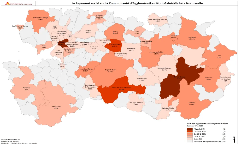 Figure 6 : Part de logement social dans les communes de la CAMSMN