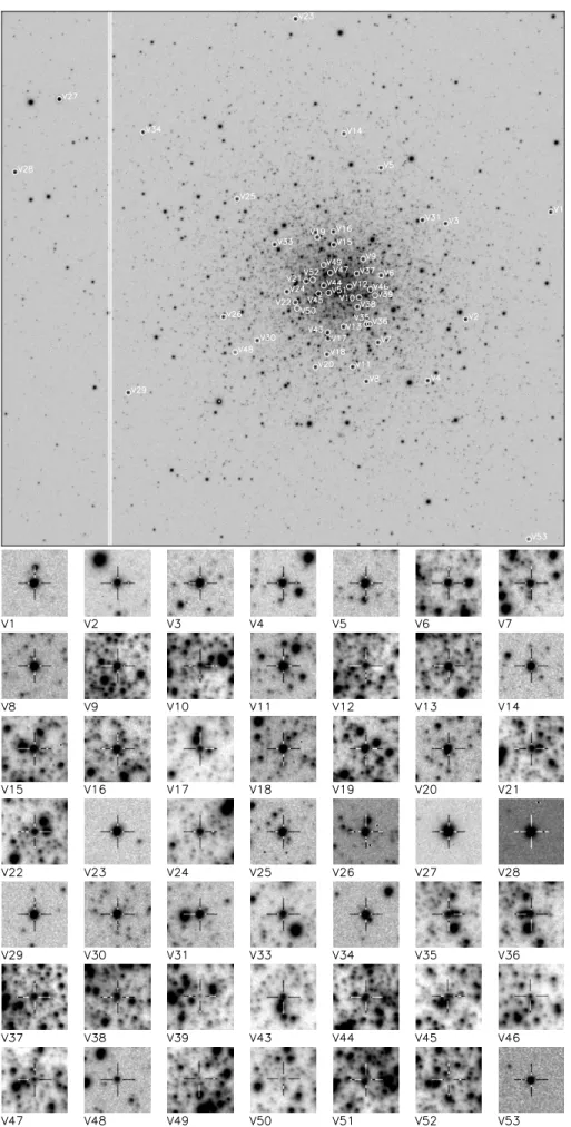 Figure 10: Finding chart for the confirmed variable objects in M68, using our V reference image