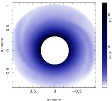 Figure 4 shows a model prediction in the H-band based on a 0.25 M å disk with stellar irradiation of 1 L e , after it had evolved for 3500 orbits