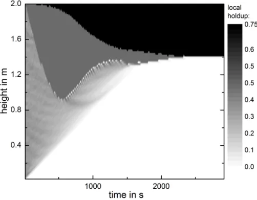Fig. 1: Polydisperse sedimentation and coalescence 