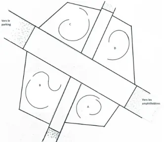 fig. 2 – Schéma général de l’œuvre reprenant la structure en béton et les  voiles de Néoprène®