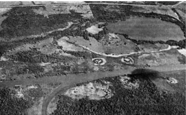 Fig. 7 : Vue aérienne de plusieurs amas coquilliers dans la région du Canal del Dique (Photographie de Gilberto Cadavid dans Carvajal : 2012)
