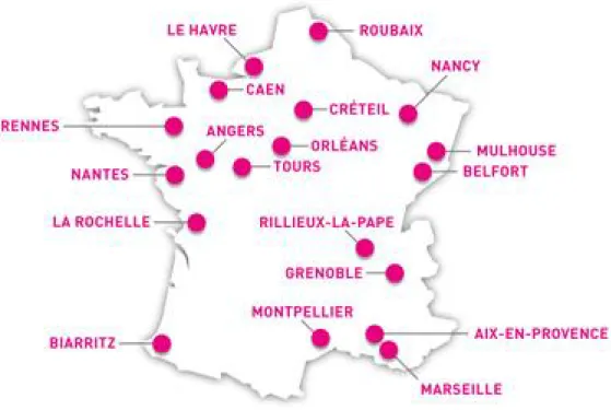 Figure 5 : Implantation des 19 Centres Chorégraphiques Nationaux 1 .  
