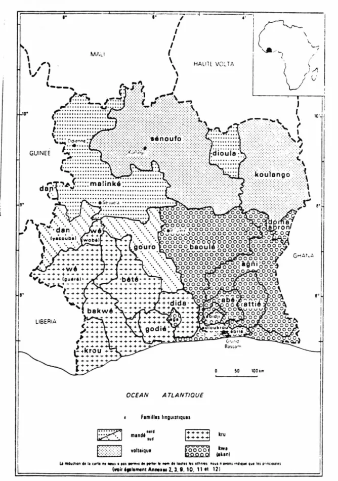 Figure  II:  Carte des  principales  langues de la Côte d'ivoire