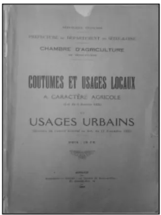 Figure 2 Couverture du recueil des  coutumes et usages locaux de Seine 