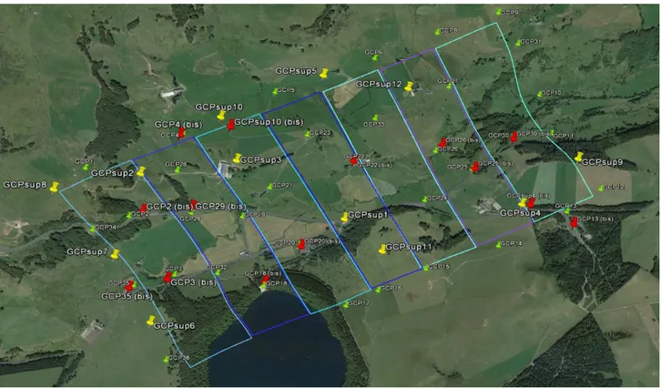 Figure 16 – Zone d’étude Gelat-Pavin – Localisation des zones de vol et des points de contrôle