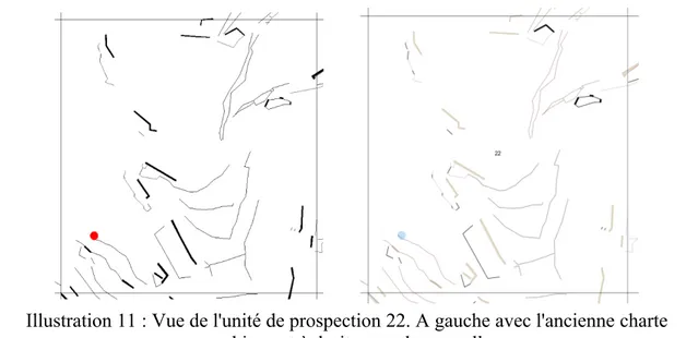 Illustration 11 : Vue de l'unité de prospection 22. A gauche avec l'ancienne charte graphique et à droite avec la nouvelle.