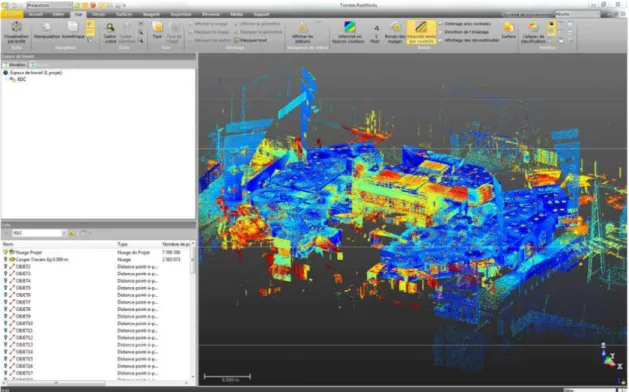 Figure 4 : Visualisation d'un nuage contenant 7,7 millions de points sous Realworks