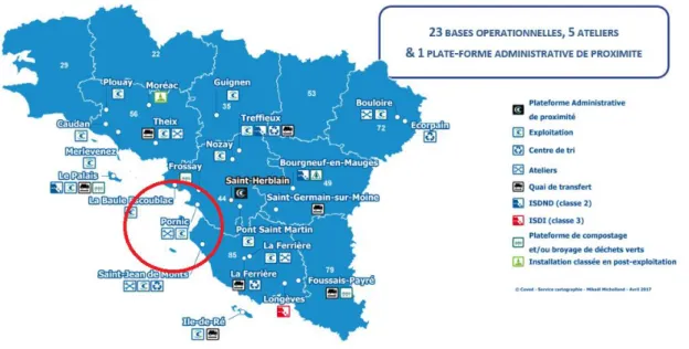 Figure 2-Carte des activités de COVED sur le territoire Bretagne-Pays de Loire