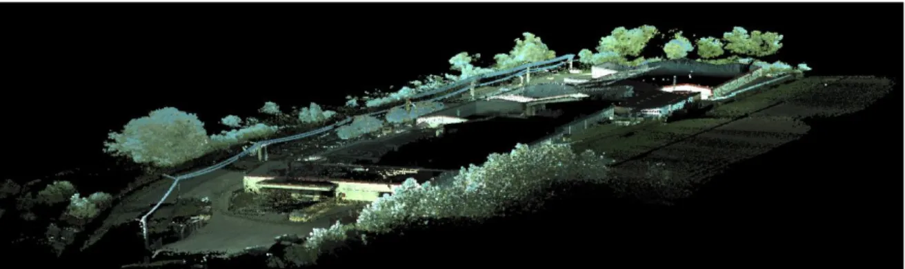 Figure 29 : nuage de points en visualisation RGB de l'usine (source : logiciel Pegasus Manager)