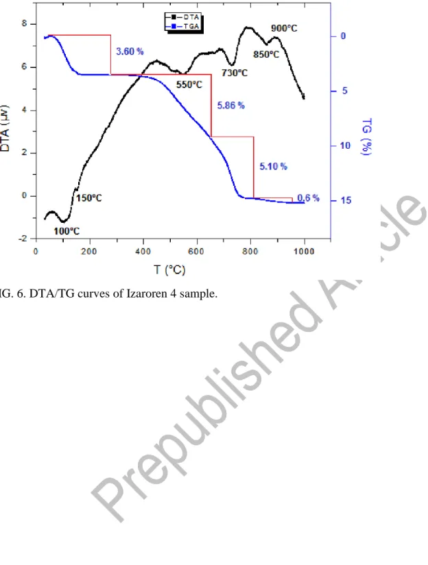 FIG. 6. DTA/TG curves of Izaroren 4 sample. 