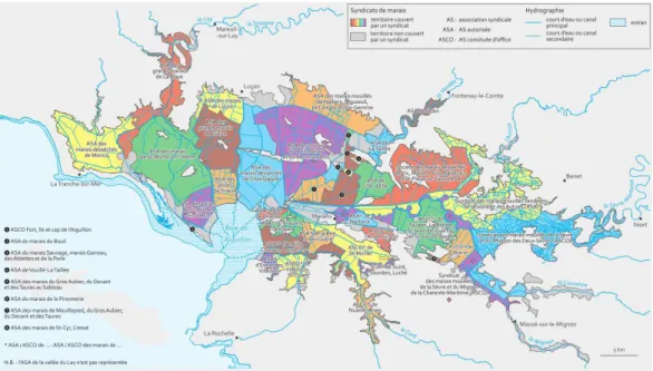 Figure 1: Carte des ASP présentes dans le marais poitevin (Source EPMP 2015) 